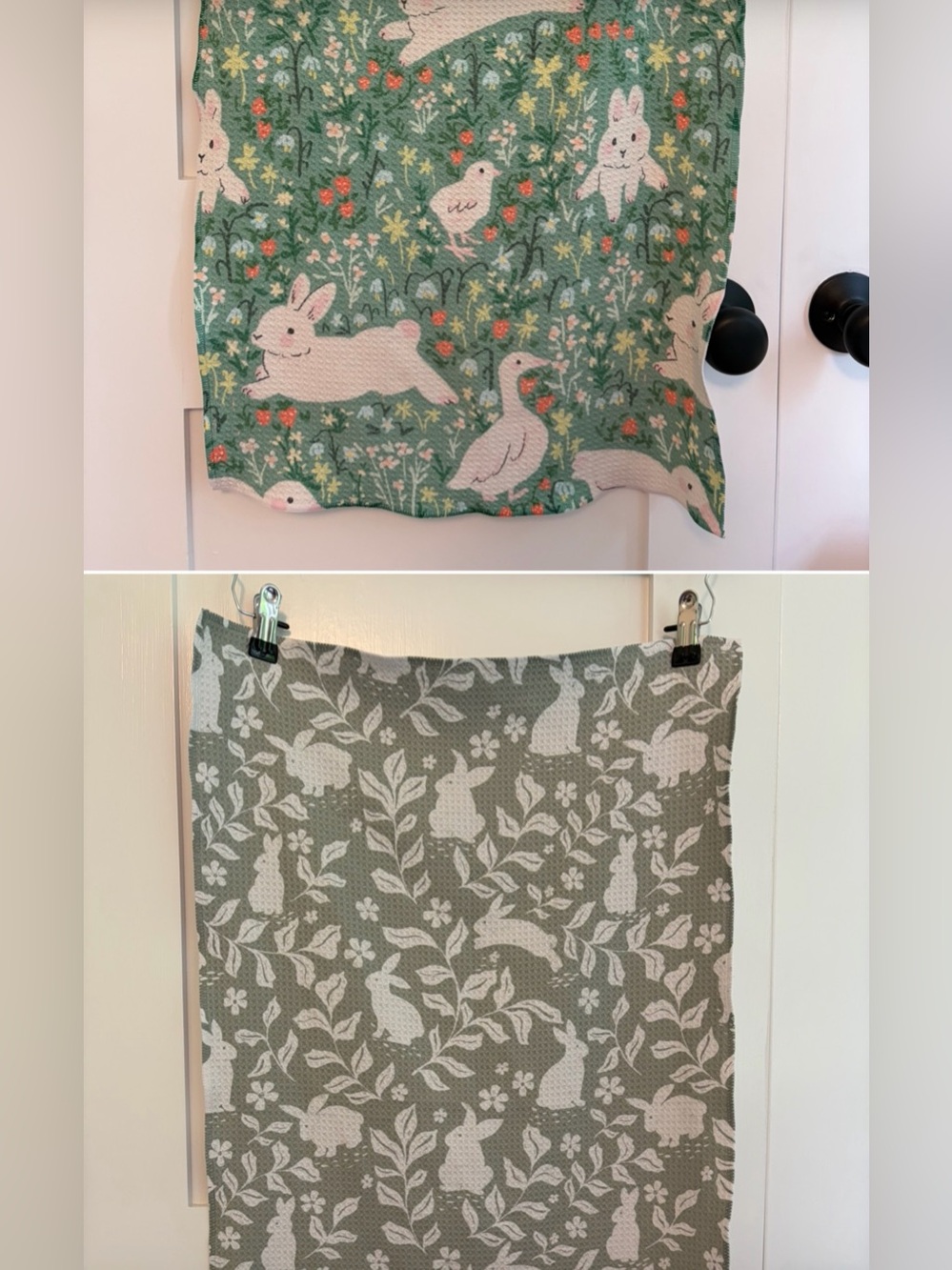 Set of 2 Geometry Tea/Dish Towels Bunnies